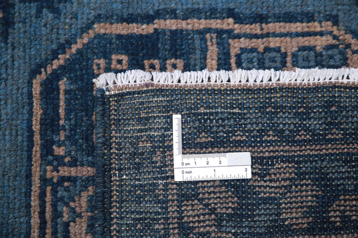 Blue Afghan Akcha Revival Rug 6' 8" x 9' 5" Hand-Knotted | No. AT31292
