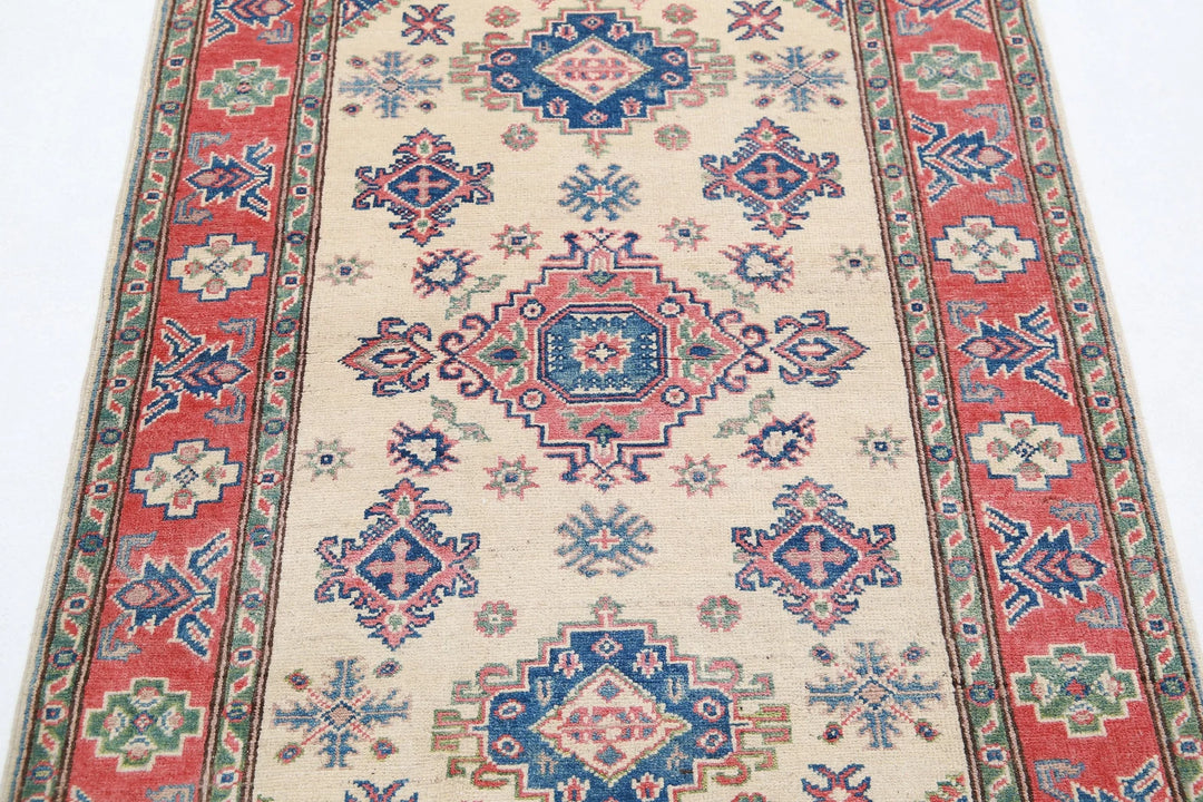 Afghan Kazak Rug 3' 3" x 4' 8" Hand-Knotted | No. AT31294