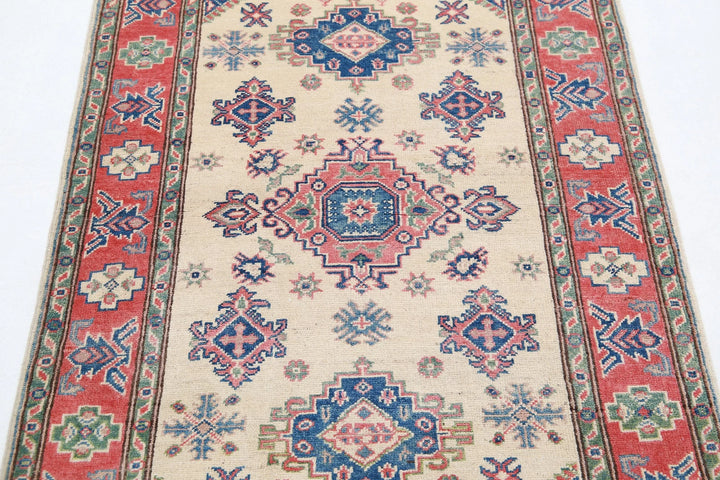 Afghan Kazak Rug 3' 3" x 4' 8" Hand-Knotted | No. AT31294