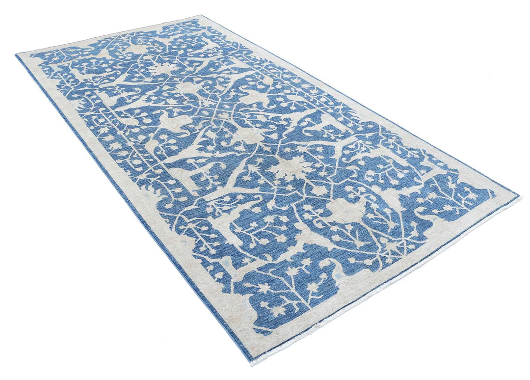 Afghan Oriental Rug 4' 11" x 9' 4" Hand-Knotted | No. AT31381
