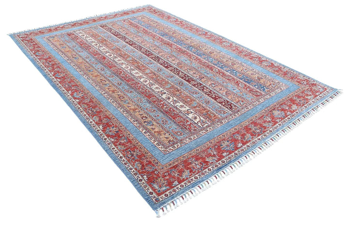 Blue Afghan Shaal Rug 6' 7" x 9' 6" Hand-Knotted | No. AT31383