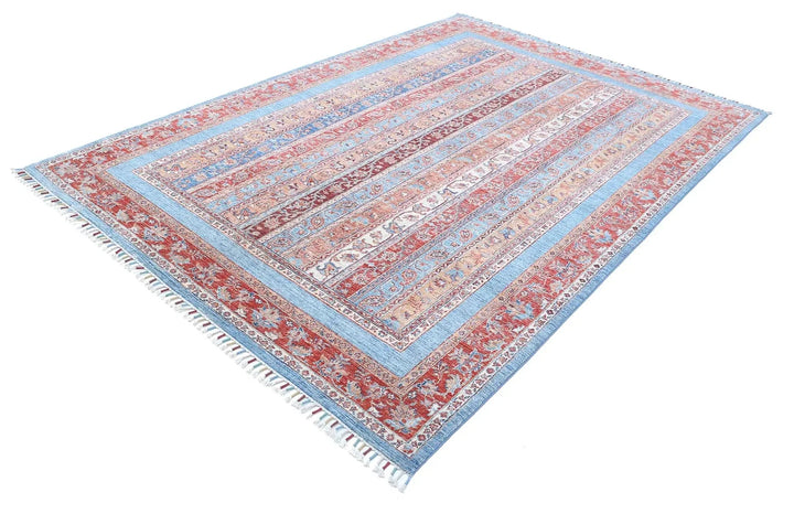 Blue Afghan Shaal Rug 6' 7" x 9' 6" Hand-Knotted | No. AT31383