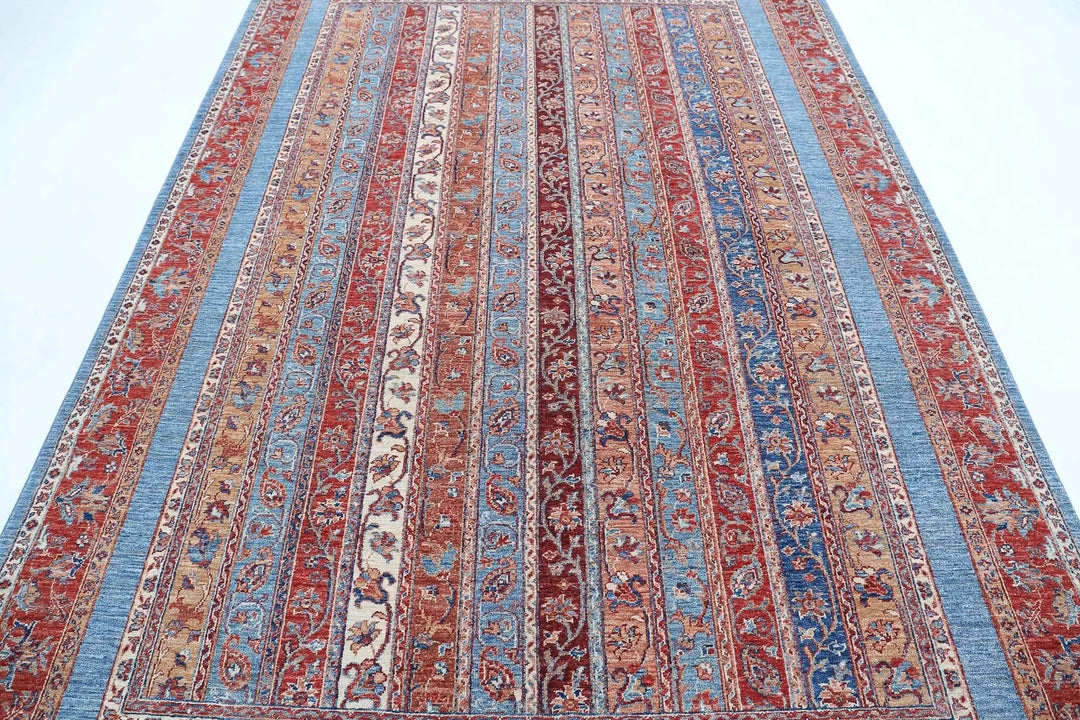 Blue Afghan Shaal Rug 6' 7" x 9' 6" Hand-Knotted | No. AT31383
