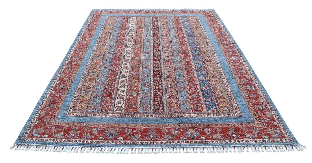 Blue Afghan Shaal Rug 6' 7" x 9' 6" Hand-Knotted | No. AT31383