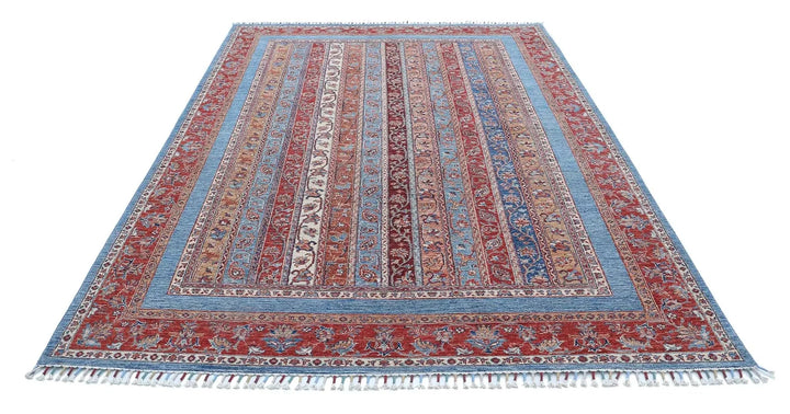 Blue Afghan Shaal Rug 6' 7" x 9' 6" Hand-Knotted | No. AT31383