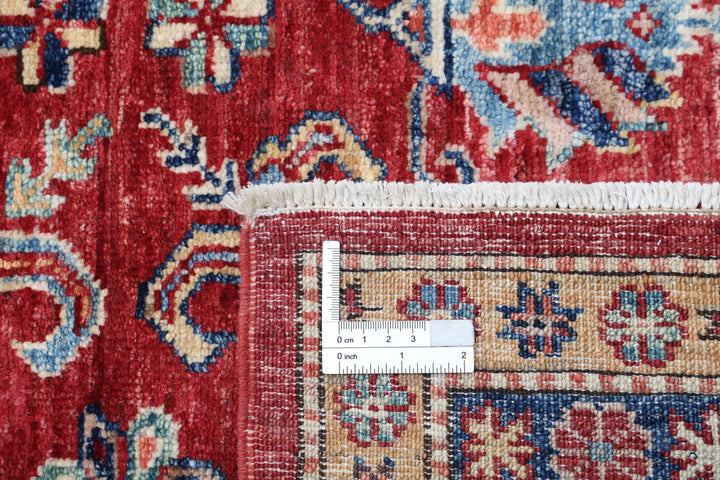 Afghan Royal Kazak Rug 6' 7" x 8' 8" Hand-Knotted | No. AT31388