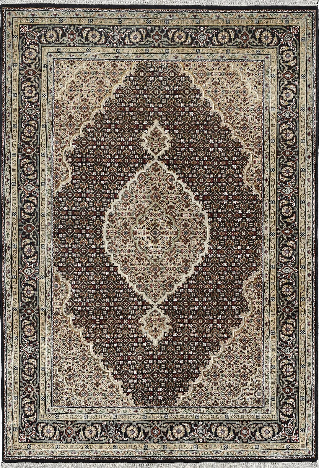 Black Indian Ziegler Rug 4' 7" x 6' 7" Hand-Knotted | No. AT31399