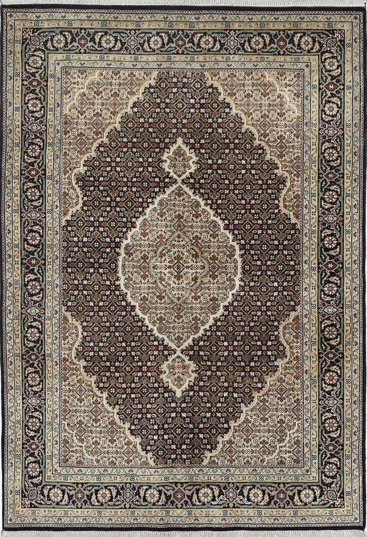 Black Indian Ziegler Rug 4' 7" x 6' 7" Hand-Knotted | No. AT31399