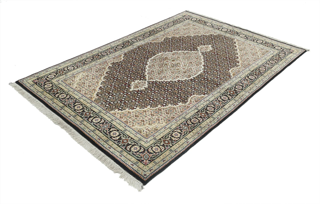 Black Indian Ziegler Rug 4' 7" x 6' 7" Hand-Knotted | No. AT31399