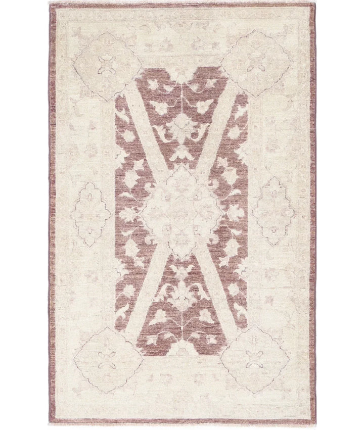 Brown Afghan Serenity Rug 3' 2" x 5' 1" Hand-Knotted | No. AT31422