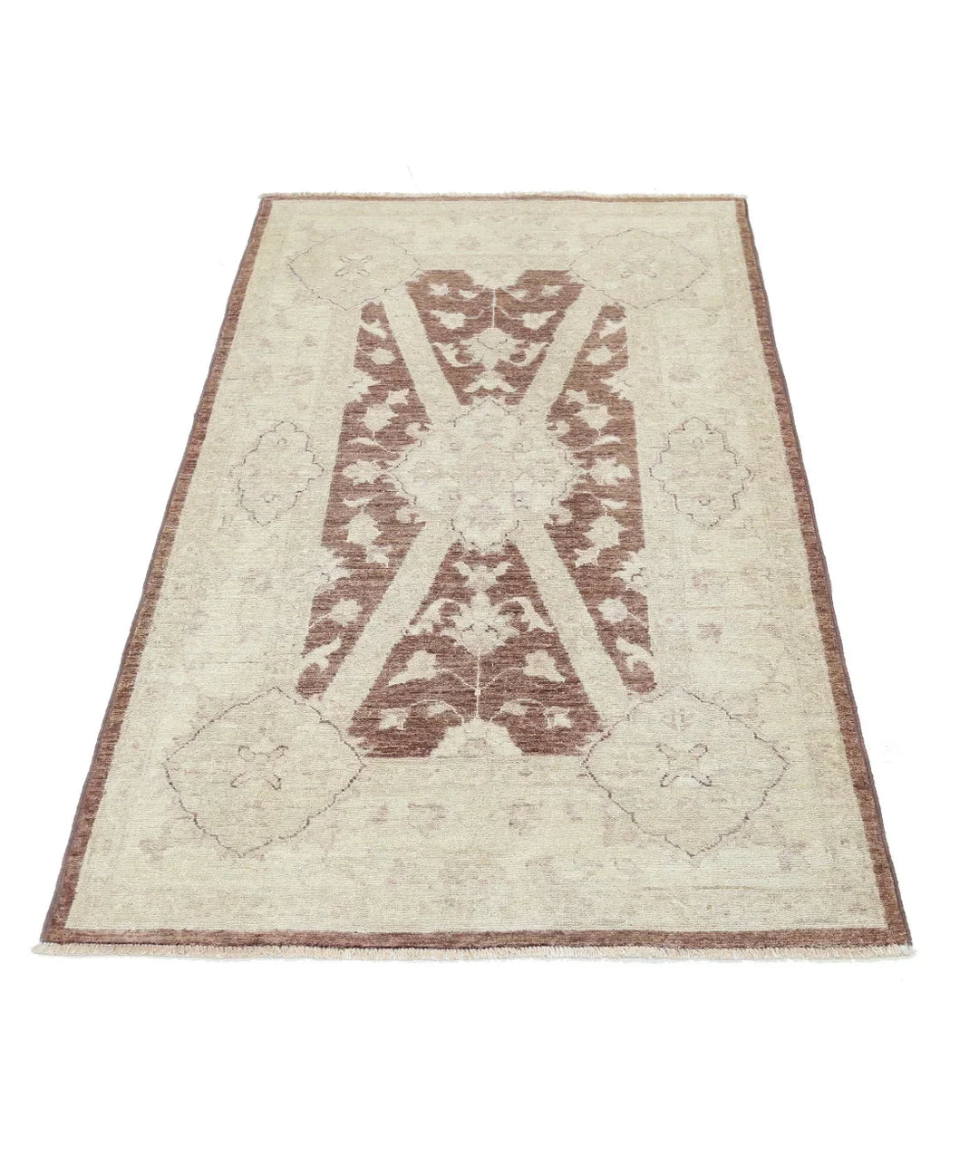 Brown Afghan Serenity Rug 3' 2" x 5' 1" Hand-Knotted | No. AT31422
