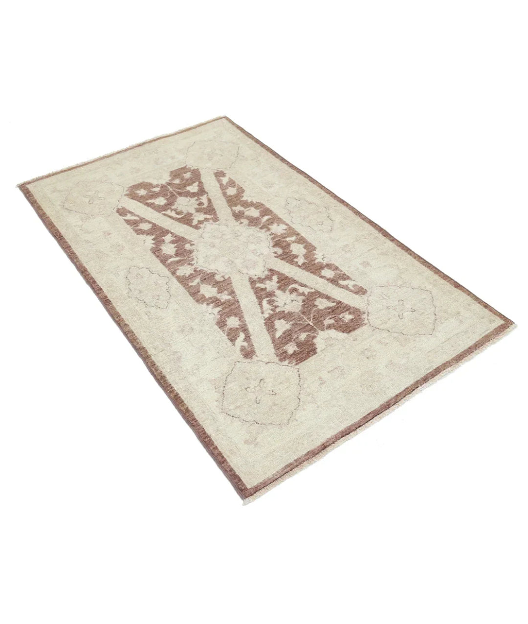 Brown Afghan Serenity Rug 3' 2" x 5' 1" Hand-Knotted | No. AT31422