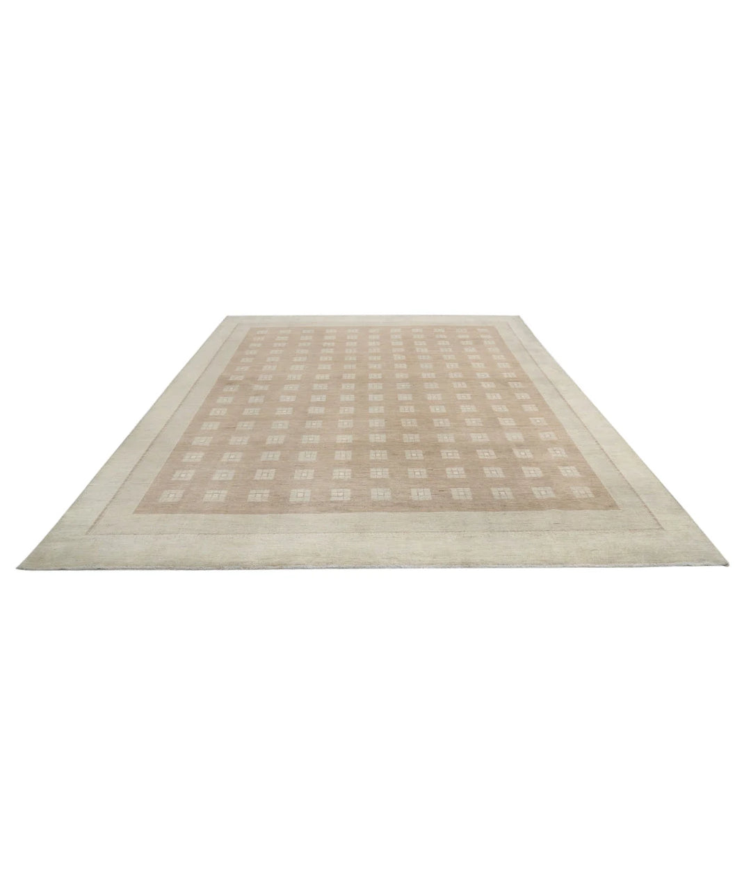 Beige Afghan Modcar Rug 8' 8" x 11' 0" Hand-Knotted | No. AT31490