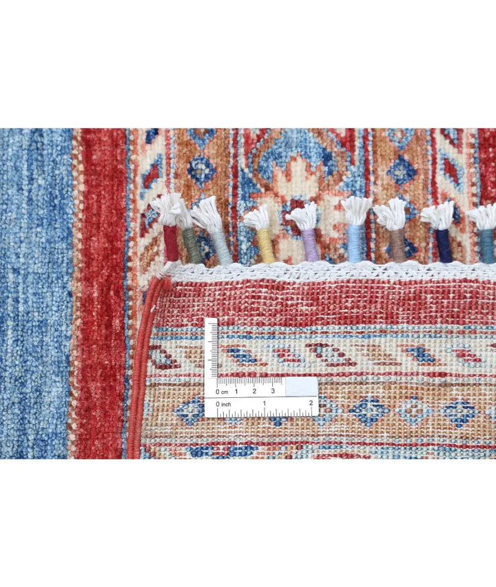 Red Afghan Khurjeen Rug 6' 6" x 9' 7" Hand-Knotted | No. AT31565