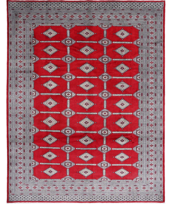 Red Pakistani Tribal Rug 8'4" x 10'8" Hand-Knotted