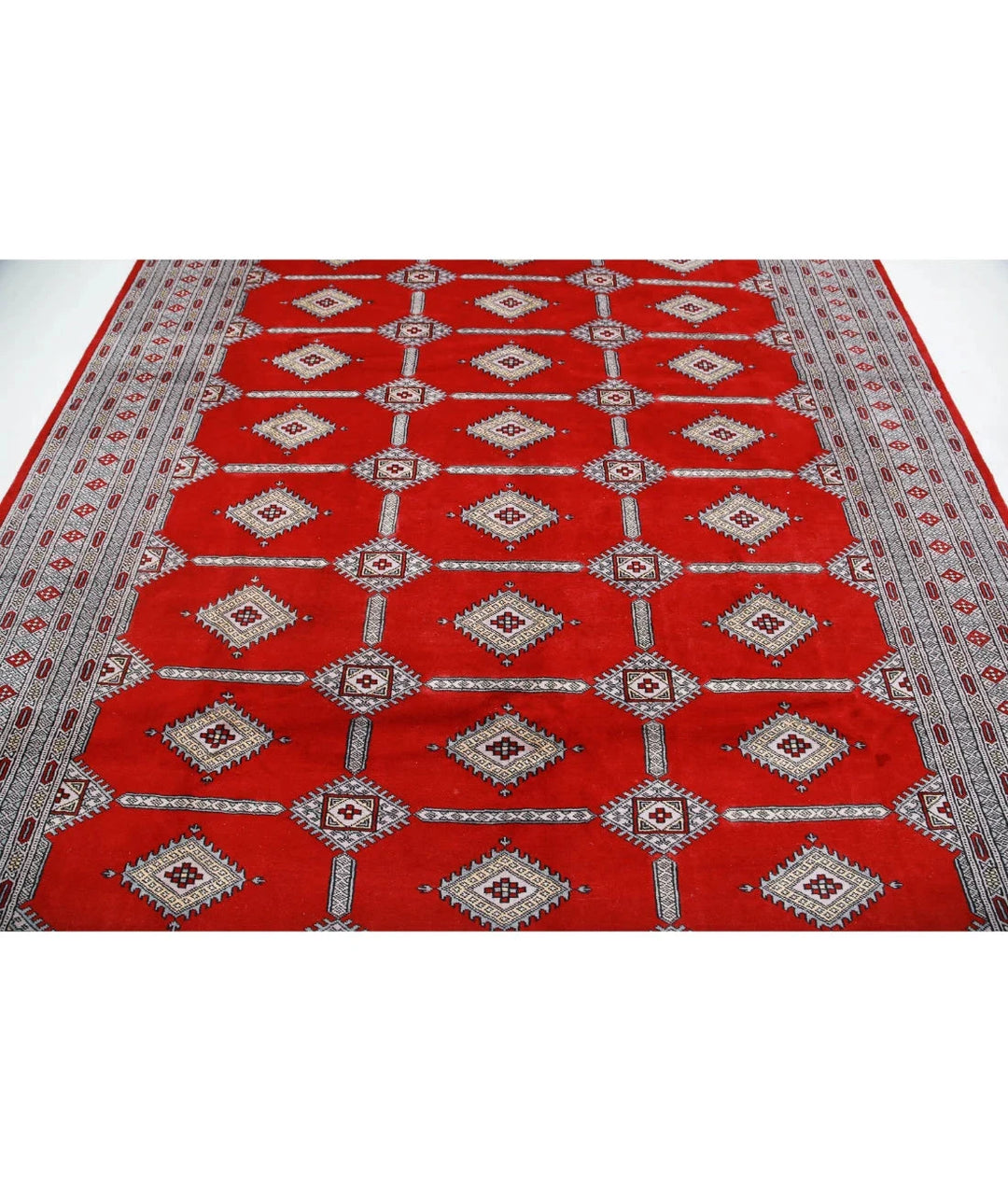 Red Pakistani Tribal Rug 8'4" x 10'8" Hand-Knotted | No. AT31588