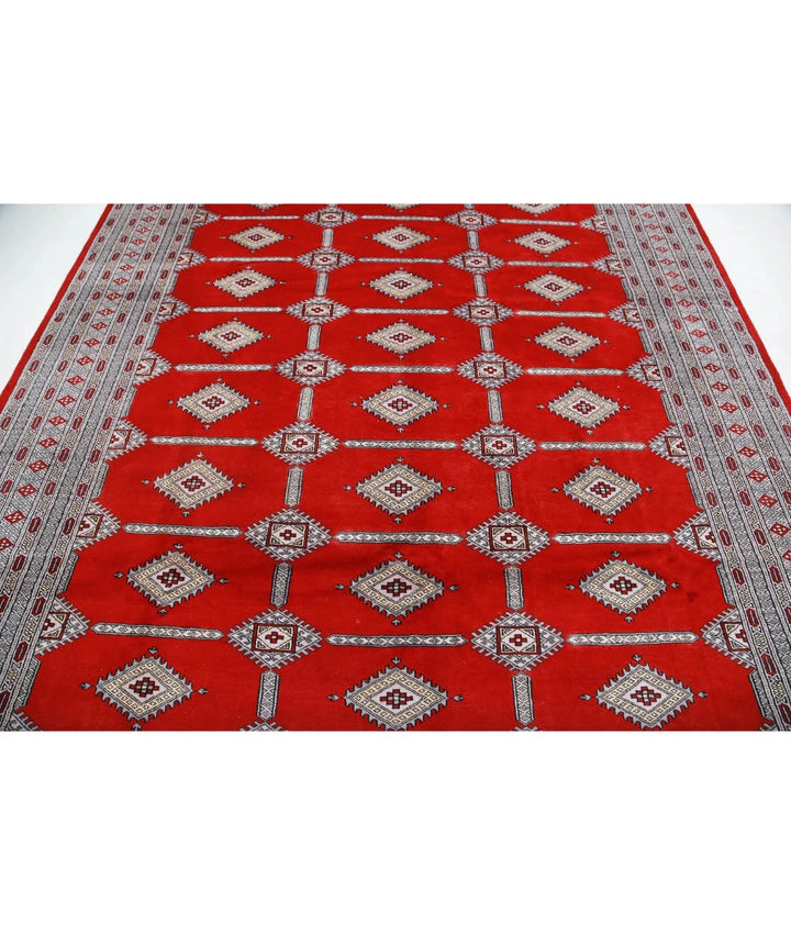 Red Pakistani Tribal Rug 8'4" x 10'8" Hand-Knotted | No. AT31588