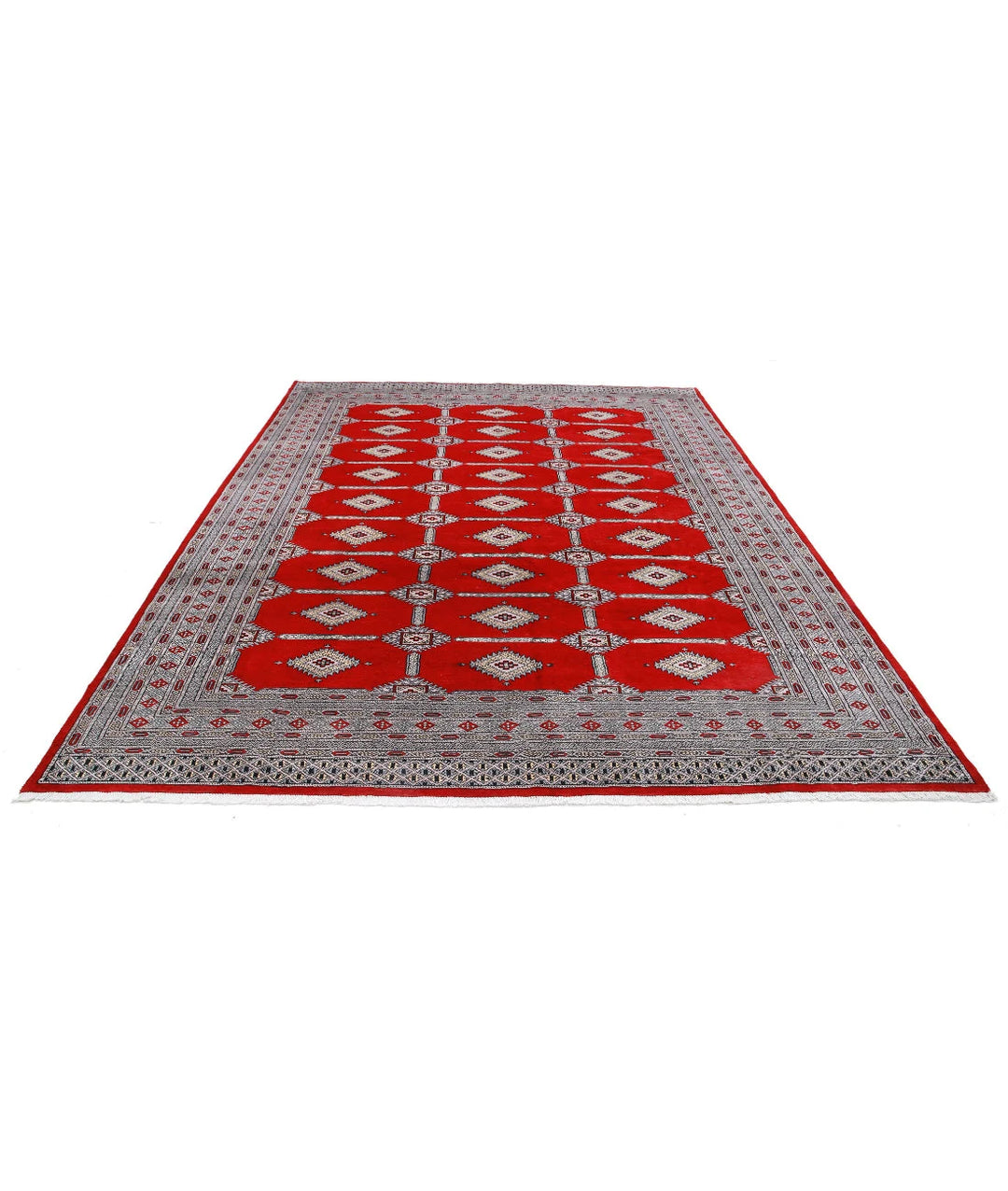 Red Pakistani Tribal Rug 8'4" x 10'8" Hand-Knotted pattern