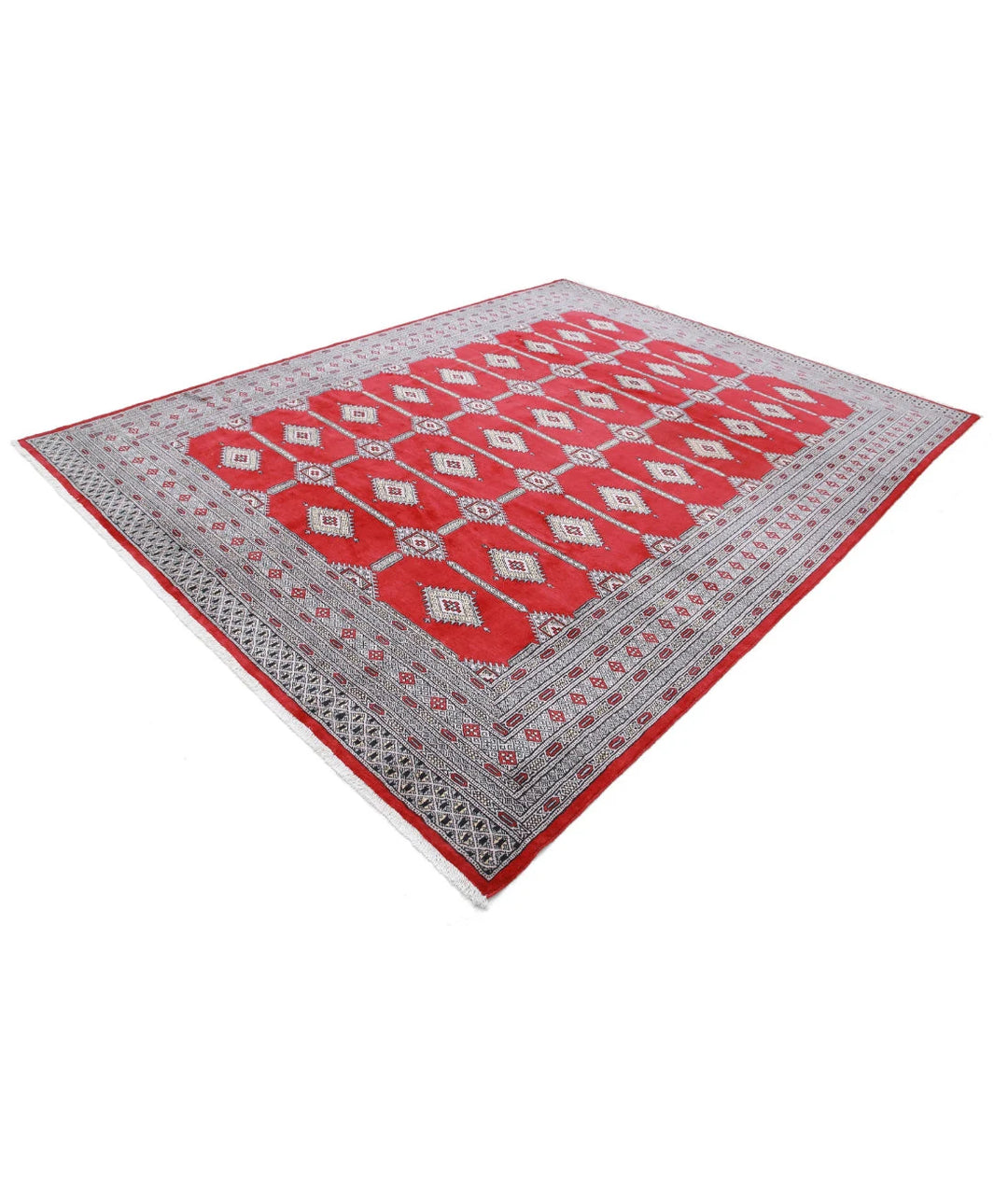 Red Pakistani Tribal Rug 8'4" x 10'8" Hand-Knotted border