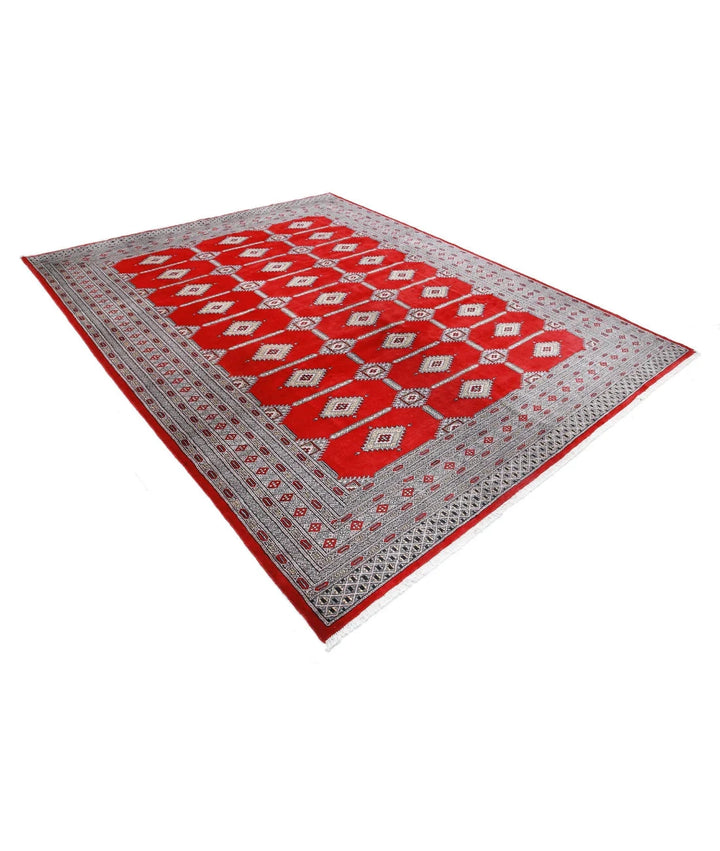 Red Pakistani Tribal Rug 8'4" x 10'8" Hand-Knotted | No. AT31588