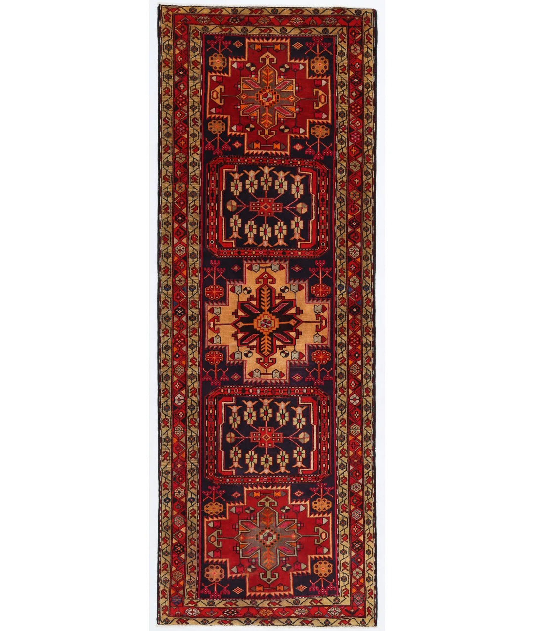 Persian Hamadan Runner Rug 3' 9" x 10' 8" Hand-Knotted | No. AT31654