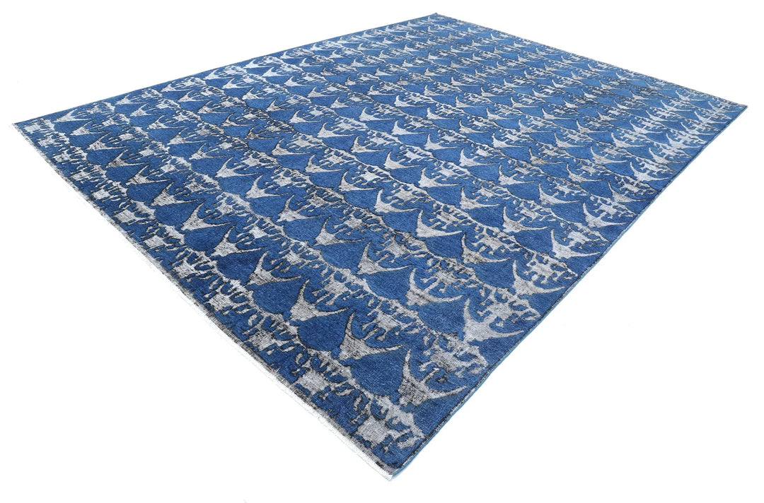 Blue Afghan Oriental Rug 9' 7" x 13' 0" Hand-Knotted | No. AT31691