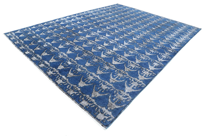Blue Afghan Oriental Rug 9' 7" x 13' 0" Hand-Knotted | No. AT31691