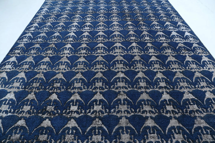 Blue Afghan Oriental Rug 9' 7" x 13' 0" Hand-Knotted | No. AT31691