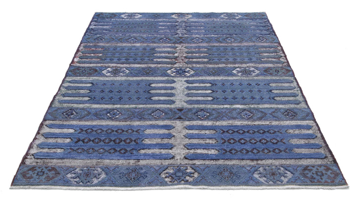 Afghan Oriental Rug 4' 11" x 6' 7" Hand-Knotted | No. AT31696