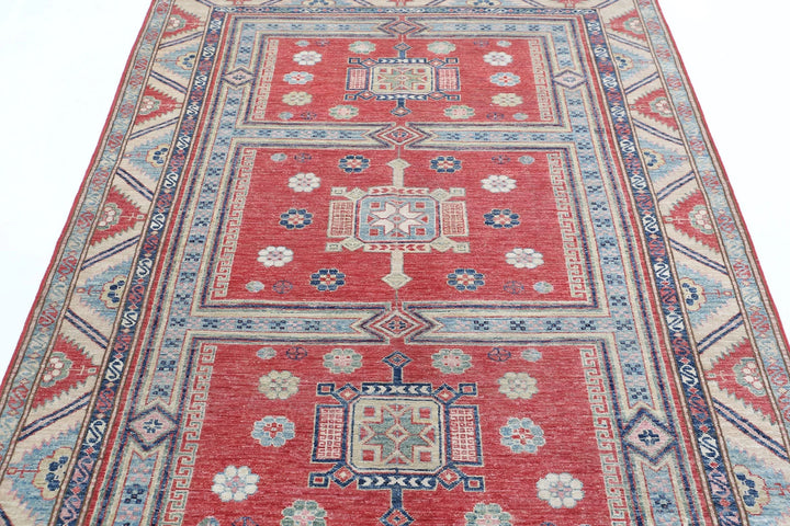 Afghan Royal Kazak Rug 4' 7" x 6' 9" Hand-Knotted | No. AT31867