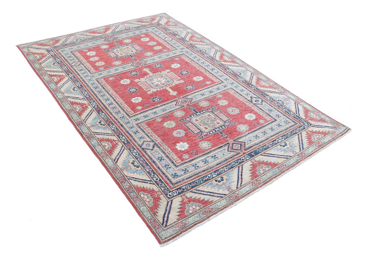 Afghan Royal Kazak Rug 4' 7" x 6' 9" Hand-Knotted | No. AT31867