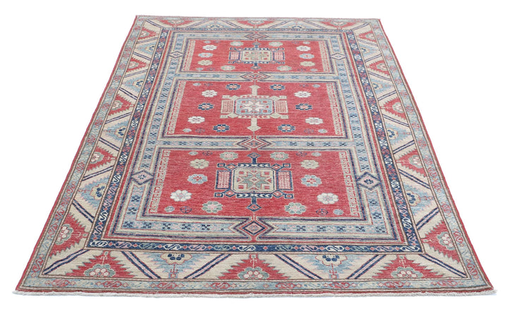 Afghan Royal Kazak Rug 4' 7" x 6' 9" Hand-Knotted | No. AT31867