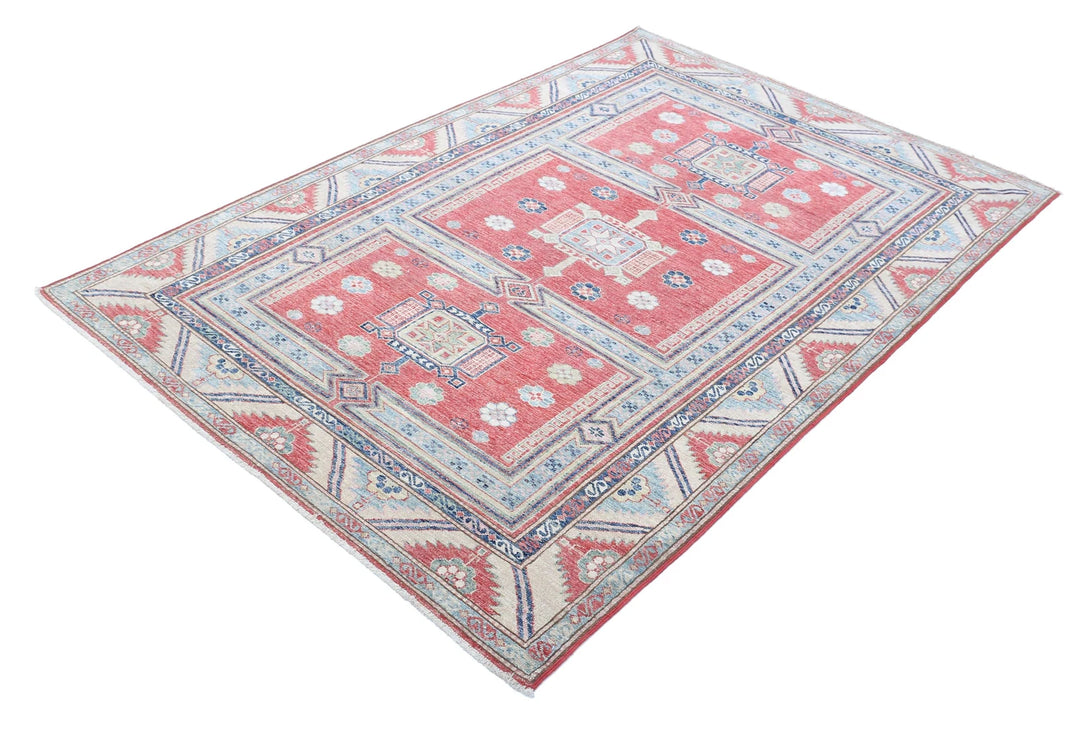 Afghan Royal Kazak Rug 4' 7" x 6' 9" Hand-Knotted | No. AT31867