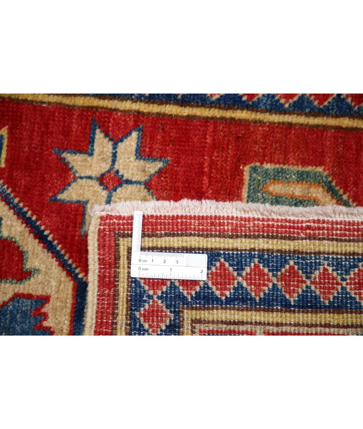 Red Afghan Kazak Rug 2' 8" x 11' 7" Hand-Knotted | No. AT319298