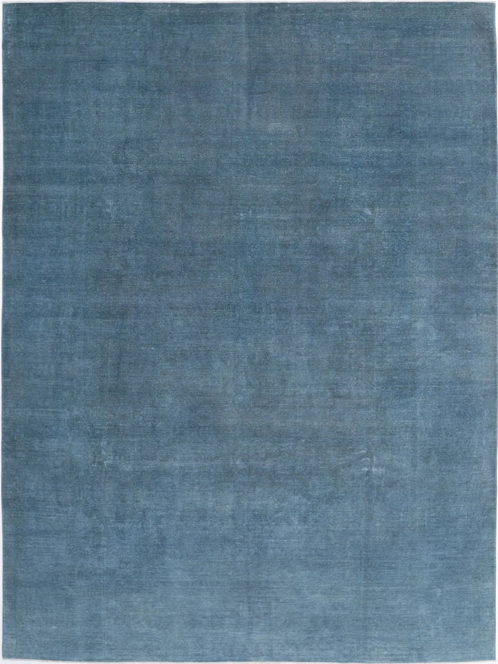Blue Afghan Overdye Rug 9' 0" x 12' 1" Hand-Knotted | No. AT31954