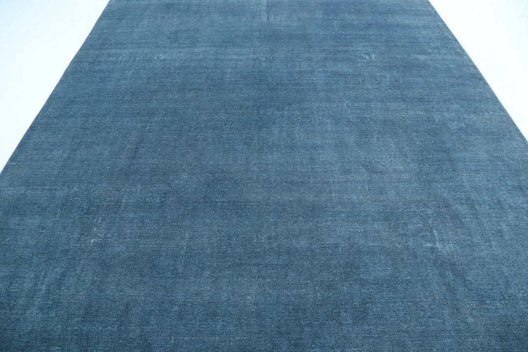 Blue Afghan Overdye Rug 9' 0" x 12' 1" Hand-Knotted | No. AT31954