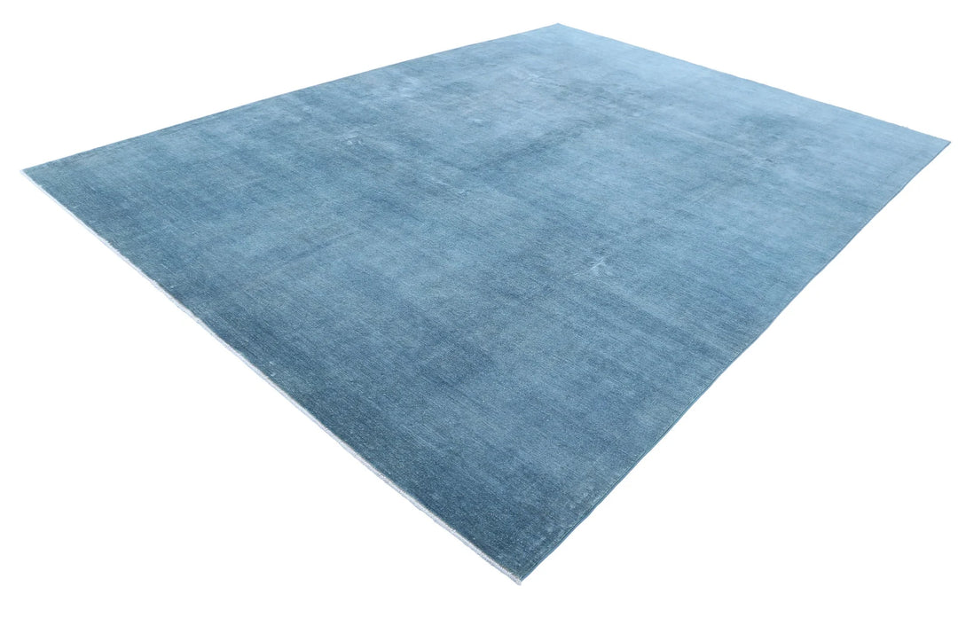 Blue Afghan Overdye Rug 9' 0" x 12' 1" Hand-Knotted | No. AT31954