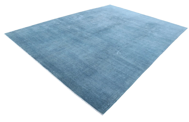 Blue Afghan Overdye Rug 9' 0" x 12' 1" Hand-Knotted | No. AT31954