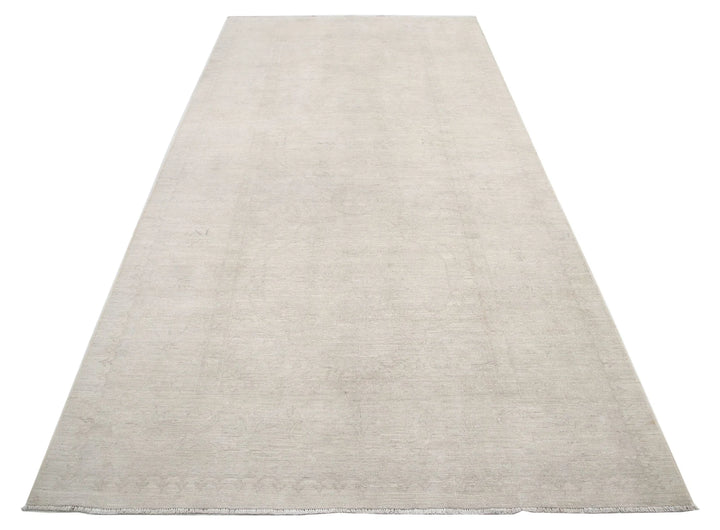Ivory Afghan Tabriz Rug 5' 2" x 10' 6" Hand-Knotted | No. AT31967