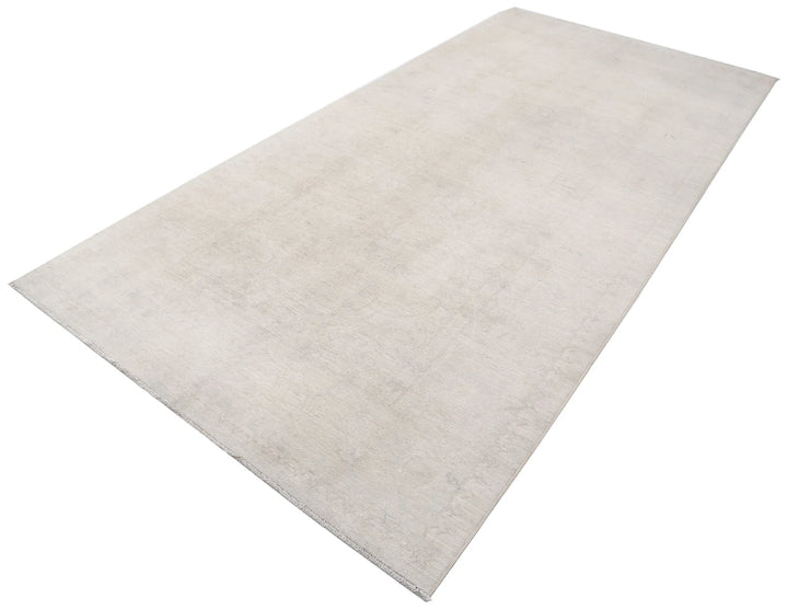 Ivory Afghan Tabriz Rug 5' 2" x 10' 6" Hand-Knotted | No. AT31967