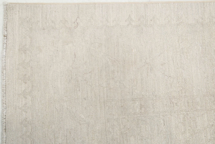 Ivory Afghan Tabriz Rug 5' 2" x 10' 6" Hand-Knotted | No. AT31967