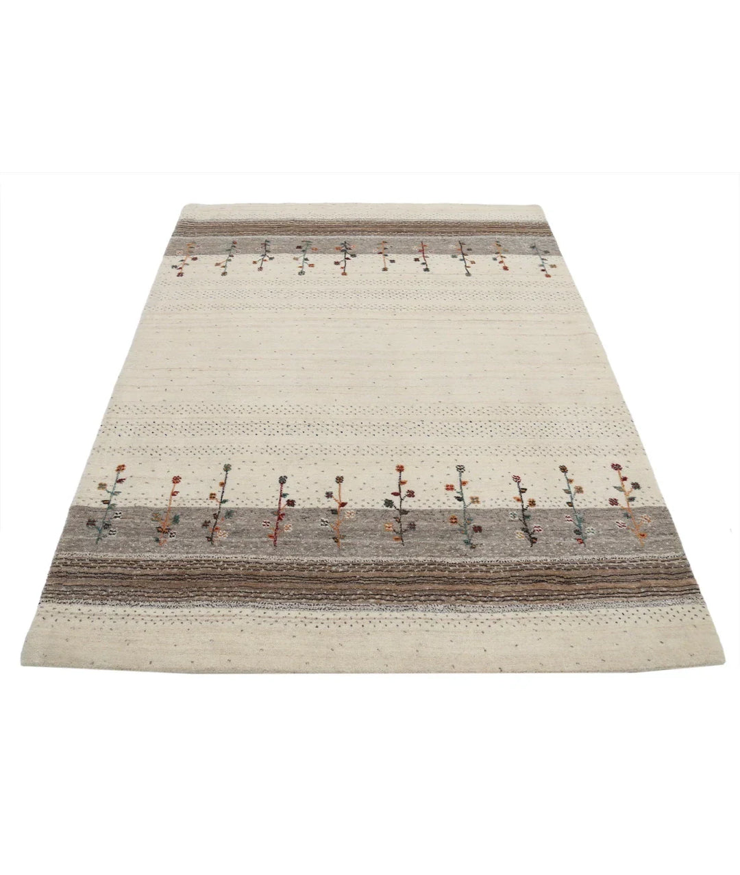 Ivory Indian Lori Rug 4' 8" x 6' 5" Hand-Knotted | No. AT32019