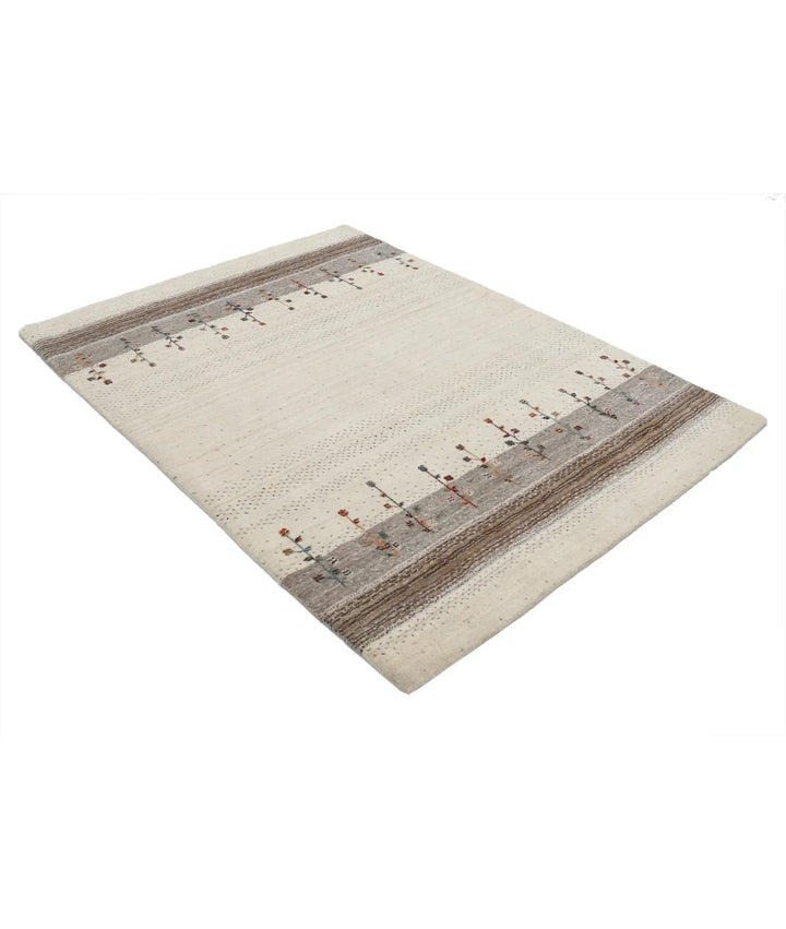 Ivory Indian Lori Rug 4' 8" x 6' 5" Hand-Knotted | No. AT32019