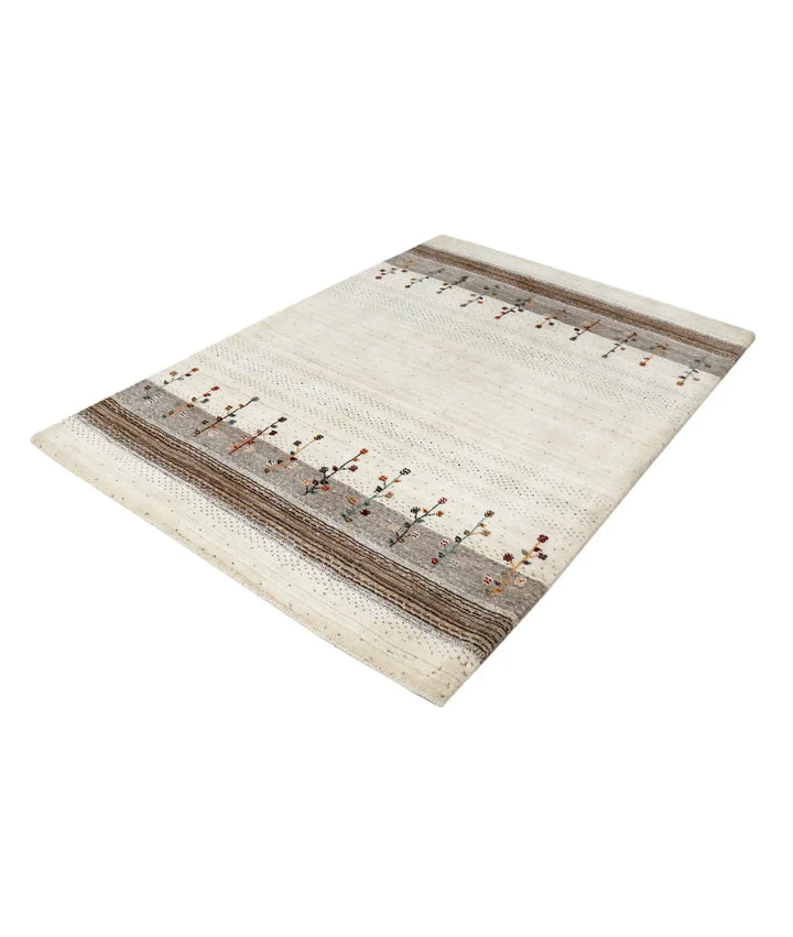 Ivory Indian Lori Rug 4' 8" x 6' 5" Hand-Knotted | No. AT32019