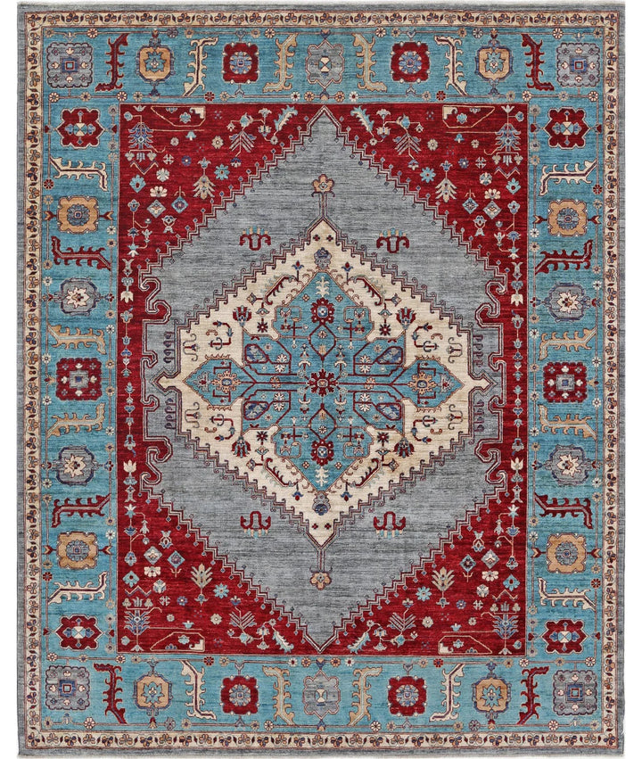 Afghan Heriz Rug 7' 11" x 9' 8" Hand-Knotted | No. AT32132