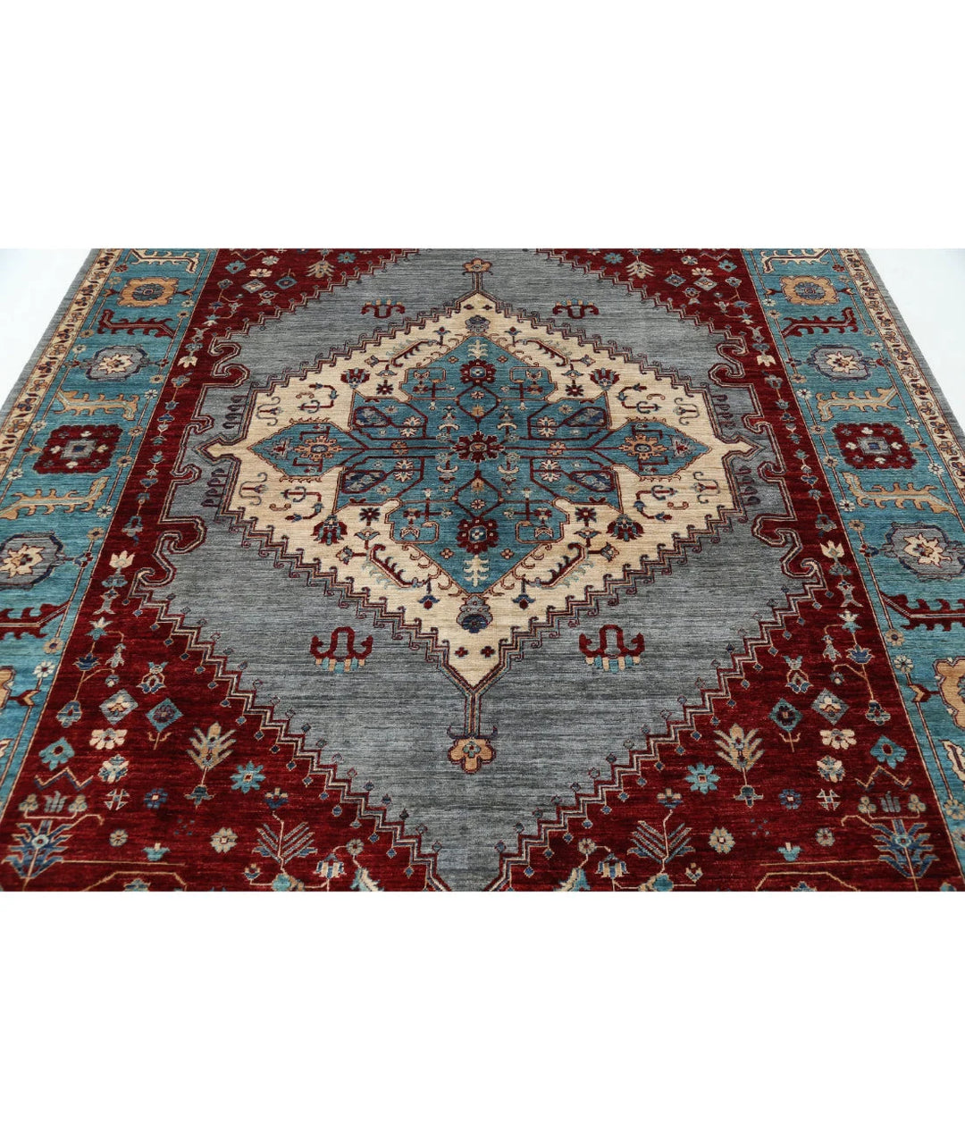 Afghan Heriz Rug 7' 11" x 9' 8" Hand-Knotted | No. AT32132