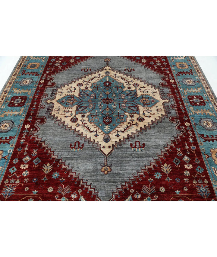 Afghan Heriz Rug 7' 11" x 9' 8" Hand-Knotted | No. AT32132
