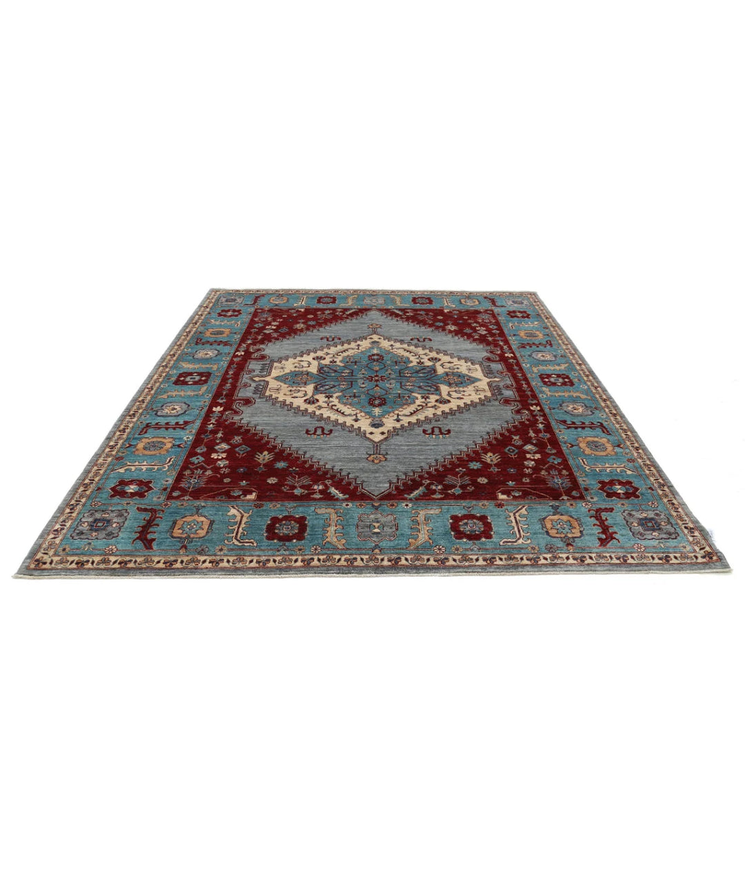 Afghan Heriz Rug 7' 11" x 9' 8" Hand-Knotted | No. AT32132