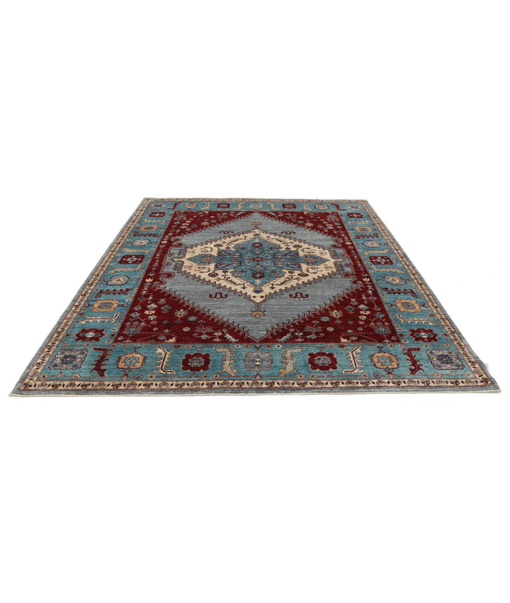 Afghan Heriz Rug 7' 11" x 9' 8" Hand-Knotted | No. AT32132