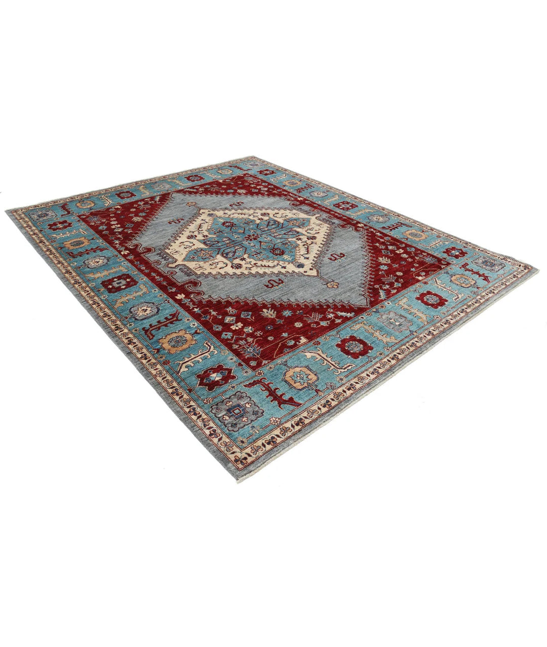 Afghan Heriz Rug 7' 11" x 9' 8" Hand-Knotted | No. AT32132